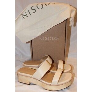 Nisolo BONE Women's All Day Open Toe Wood Clog Sandal NIB $170